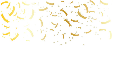 Falling shiny gold confetti. Glitter confetti frame Anniversary celebration banner.  Celebration carnival ribbons.