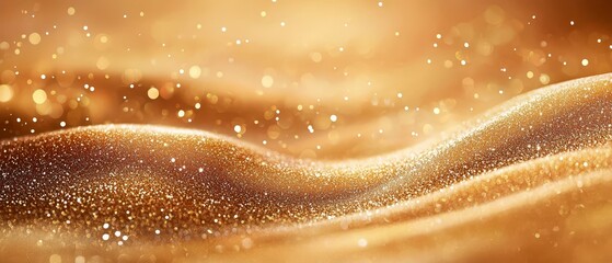 a gold background with a wavy pattern and bokeh