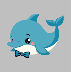 A cartoon cute dolphin vector illustration