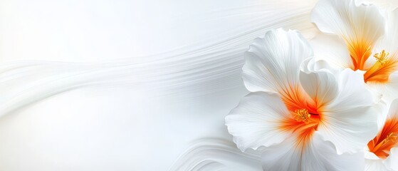 A bunch of white and orange flowers on a white background
