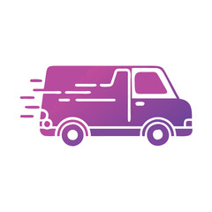 Fast delivery truck icon in modern style, Illustration of a delivery truck with motion lines, symbolizing fast shipping, logistics, and transportation in a simple, modern design.
