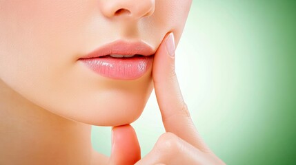 Obraz premium Soft Touch of a Finger on Lips with Gentle Background