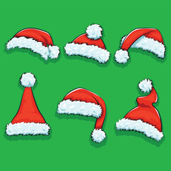 Santa Claus hat collection, clip art