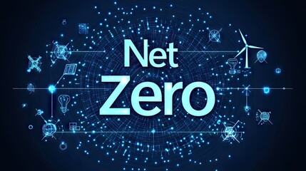 Net Zero Concept with Digital Elements and Icons
