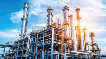 Obraz premium Modern Industrial Complex Against Blue Sky