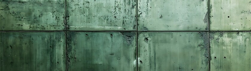 Weathered Green Concrete Wall with Visible Seams