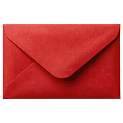 Red envelope with textured surface isolated on transparent background. PNG. Holiday and invitation concept. Design for greeting card, invitation, postcard, poster, banner.