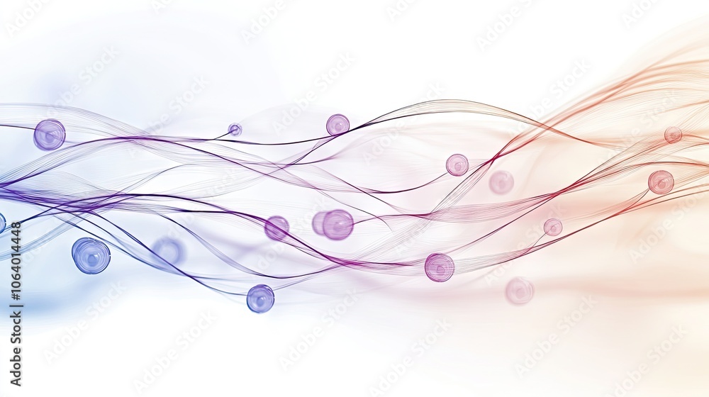 Poster abstract flow of colorful waves with bubbles