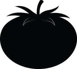 Black Silhouette of a Tomato Icon, Perfect for Food, Agriculture, Organic Products, and Culinary Design Projects. Vector Illustration.