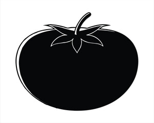 Black Silhouette of a Tomato Icon, Perfect for Food, Agriculture, Organic Products, and Culinary Design Projects. Vector Illustration.