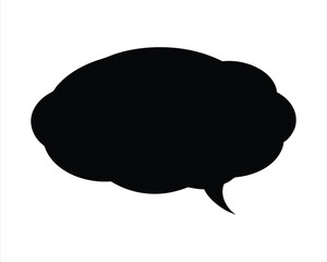 Black Silhouette of a Speech Bubble Icon, Perfect for Communication, Chat Apps, Messaging, Social Media, and Design Projects. Vector Illustration.