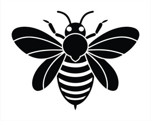Black Silhouette of Bee Sketch Icon - Perfect for Nature Themes, Honey Branding, and Environmental Designs