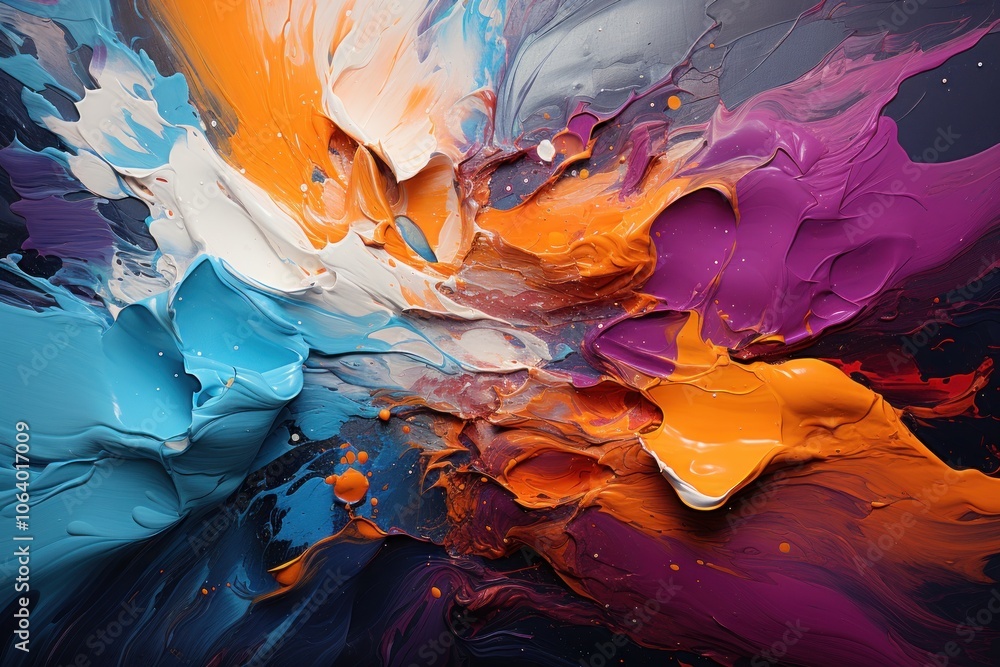 Poster abstract colorful paint swirl creating a dynamic visual experience.