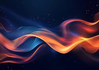 Abstract colorful light and color background with energy waves, fractal design, dark blue background, red, orange, purple, and pink colors, detailed, hyper-realistic.