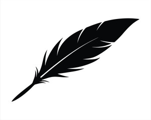 Obraz premium Black Silhouette of Bird Feather Icon - Perfect for Nature Art, Craft Projects