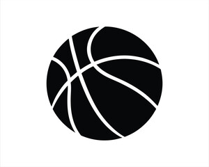 Black Silhouette of a Basketball Icon, Perfect for Sports, Athletics, Team Logos, Training Equipment, and Game Design Projects.