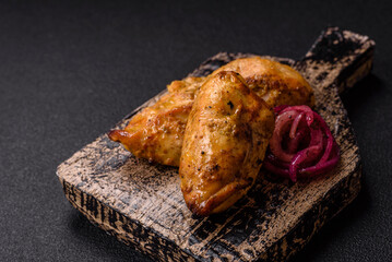 Chicken fillet pieces marinated with salt and spices