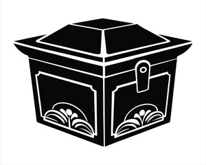 Black Silhouette of Asian Food Box Icon, Perfect for Takeout, Restaurant Menus, Delivery Services, and Food Packaging Design Projects. Vector Illustration.