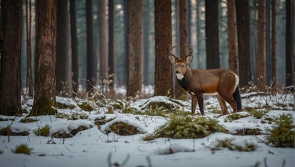 deer in the winter forest