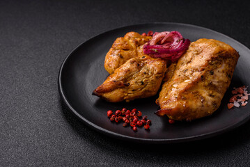 Chicken fillet pieces marinated with salt and spices