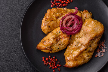 Chicken fillet pieces marinated with salt and spices