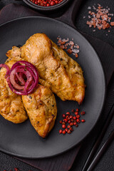 Chicken fillet pieces marinated with salt and spices