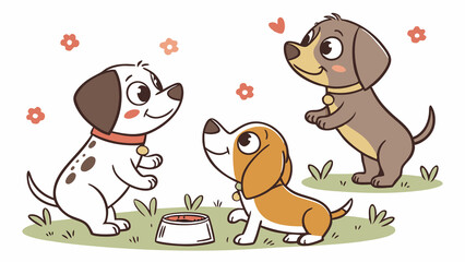 Obraz premium cute dogs set illustration, cute dogs vector