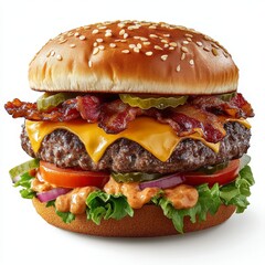 Juicy Bacon Cheeseburger with Fresh Ingredients