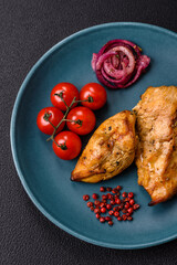 Chicken fillet pieces marinated with salt and spices