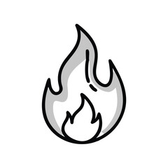 Simple flame icon in black outline, Minimalistic black outline of a flame, symbolizing fire, heat, energy, or intensity in a clean, straightforward design.
