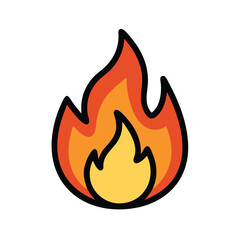 Flame icon with detailed orange and yellow fire, Illustration of a vibrant flame in shades of orange and yellow, symbolizing fire, heat, energy, or intensity in a bold, dynamic design.