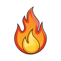 Flame icon with detailed orange and yellow fire, Illustration of a vibrant flame in shades of orange and yellow, symbolizing fire, heat, energy, or intensity in a bold, dynamic design.
