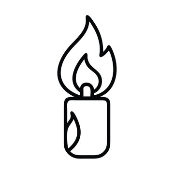 recommend clip art: Simple matchstick with flame icon outline, Black outline icon of a burning matchstick with flame, symbolizing fire, ignition, and heat in a minimalistic design.
                    