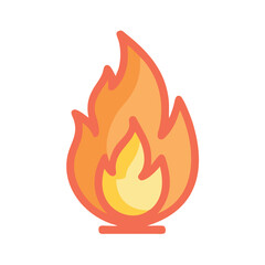 Flame icon with detailed orange and yellow fire, Illustration of a vibrant flame in shades of orange and yellow, symbolizing fire, heat, energy, or intensity in a bold, dynamic design.