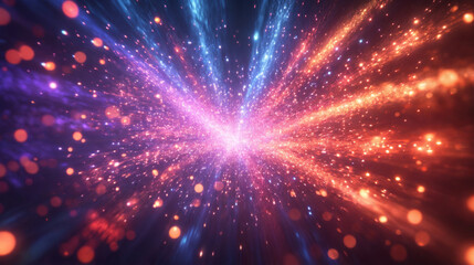 Naklejka premium A colorful explosion of light and fire with a red and orange streak