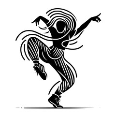 Fototapeta premium Black and White Vector Silhouettes of Dancers in Aesthetic and Dynamic Poses – Minimalist Art for Motion and Expression