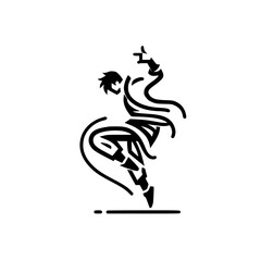 Fototapeta premium Black and White Vector Silhouettes of Dancers in Aesthetic and Dynamic Poses – Minimalist Art for Motion and Expression
