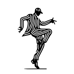 Fototapeta premium Black and White Vector Silhouettes of Dancers in Aesthetic and Dynamic Poses – Minimalist Art for Motion and Expression