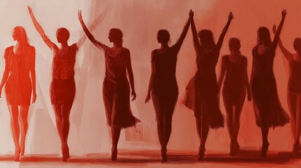 Vector creative banner place for text International Women's Day women of different cultures and nationalities stand side by side together.