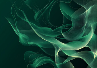 Green background with flowing waves, vector illustration, simple lines, minimalism, green gradient background, simple and elegant style, light color scheme, high resolution, high detail, best quality.