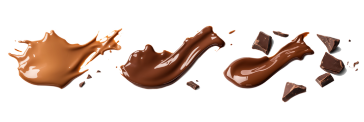 Three-dimensional chocolate bar with rich brown, dark brown, and light brown colors. Chocolate bar on gray background. Unique perspective of chocolate bar with vibrant colors. Transparent isolated.