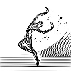 Obraz premium Black and White Vector Silhouettes of Dancers in Aesthetic and Dynamic Poses – Minimalist Art for Motion and Expression