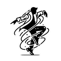 Black and White Vector Silhouettes of Dancers in Aesthetic and Dynamic Poses – Minimalist Art for Motion and Expression
