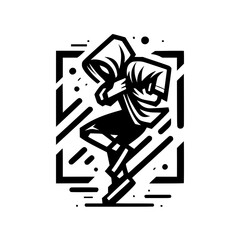 Dynamische Figur im Kapuzenpullover als Vektor-Icon