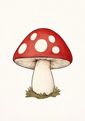 Whimsical Minimalist Mushroom Illustration for Children's Book Generative AI