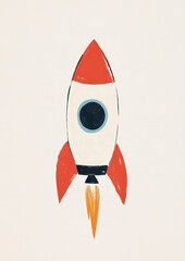 Vintage Space Rocketship Illustration for Children's Book Generative AI