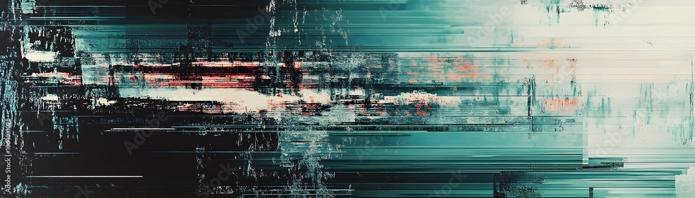 Poster Abstract Digital Art with Horizontal Lines and Color Gradients