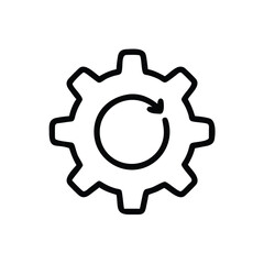 Basic gear icon in black outline, Minimalistic black outline of a single gear, symbolizing settings, mechanics, and configuration in a simple, clean design.