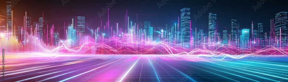 Aufkleber explore the dynamic world of synthwave graphics featuring a futuristic digital dashboard and urban s