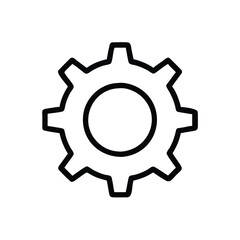 Basic gear icon in black outline, Minimalistic black outline of a single gear, symbolizing settings, mechanics, and configuration in a simple, clean design.